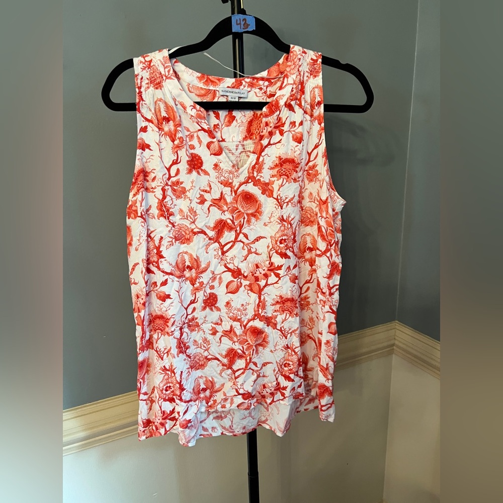 Katherine Barclay Red and White Floral Tank‎ Top